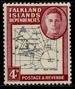 FALKLAND ISLANDS - Dependencies GVI SG G5, 4d black & claret, M MINT.