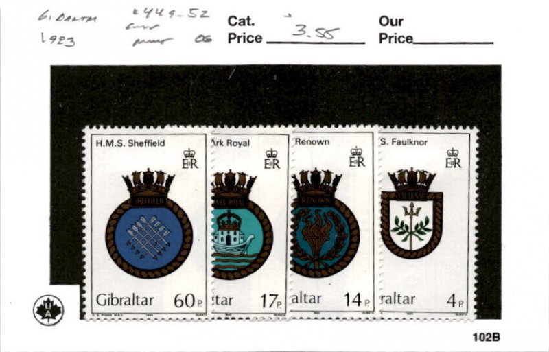 Gibraltar, Postage Stamp, #449-452 Mint Hinged, 1983 Royal Crests
