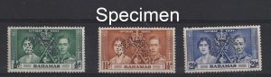 Bahamas 1937 Coronation set perfined Specimen unmounted mint, 2½d nibbled perf