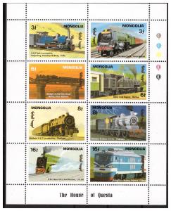 MONGOLIA 1992 Trains of the world MS MNH