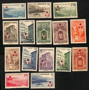 Monaco 1940, Red Cross overprints 15v, Unused (hinged)