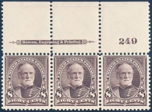 #272 VF OG NH STR/3 W/ PLATE # & IMPT SMALL SEPARATION ON SELVAGE CV $750 HV4530