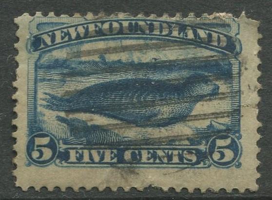 Newfoundland - Scott 54 - QV Definitive - 1887 - FU - Single 5c Stamp