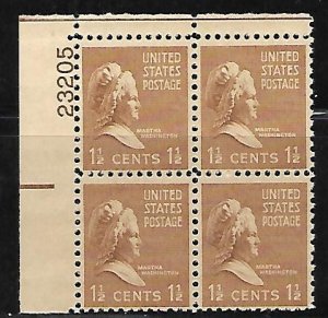 #805 Presidential  Upper Left Plate Block #23205 F VF NH  SCV=$.50