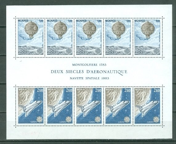 MONACO BALLOON-SHUTTLE #1369a SOUV. SHEET MNH...$20.00