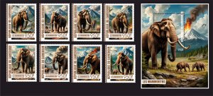 Stamps.Prehistoric Fauna Mammoths block + 8 stamps  perforated NEW MNH**