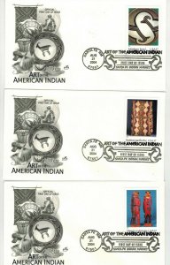 ART OF THE AMERICAN INDIAN SET OF 10 Artcraft FDCs Santa Fe New Mexico Pictorial