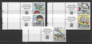 Czechoslovakia C89-93 History of Aviation set with Tab MNH (lib) (z1)