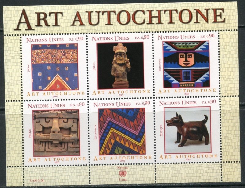 UNITED NATIONS Sc#NY 836 GE 405 VI 326 2003 Indigenous Art S/S Cpl MNH