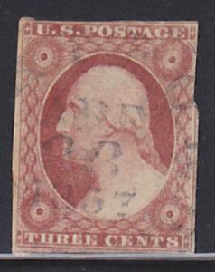 #11 Washington 3c Type I, 1857 Year Date Cancel