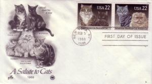 US FDC Sc.# 2372 - 2375 A Salute to Cats Artcraft L469