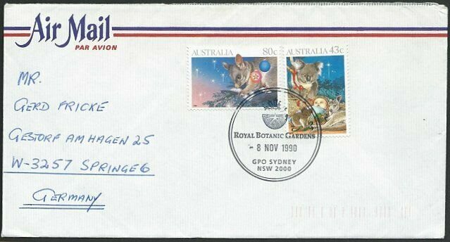 AUSTRALIA 1990 cover to Germany - nice franking - Sydney Pictorial pmk.....47317