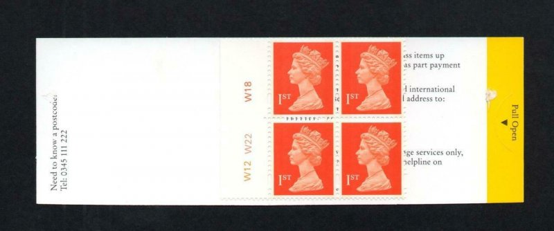 4x 1st NVI BARCODE BOOKLET TYPE 5S(2) PLATE W12 W22 W18 MCC £32