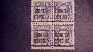 US 515 Block of 4 pre cancel up side down used