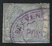 FIJI 1871 Sc 15 Used 1d Crown, unusual Stevens .../post office cancel