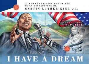 TOGO - 2018 - Martin Luther King Jr - Perf Souv Sheet - Mint Never Hinged