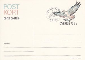 Sweden Post Kort 75o Bird of prey with fish Cancel: Feather 11.10.1975