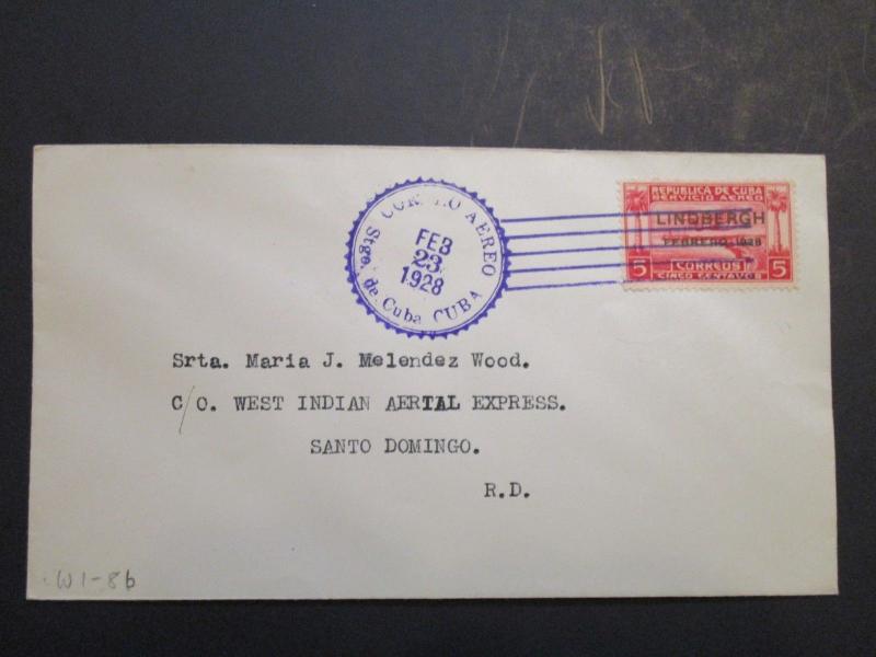 Spanish Indies 1928 West Indian Air Exp Cover 2-23-28 - Z3663