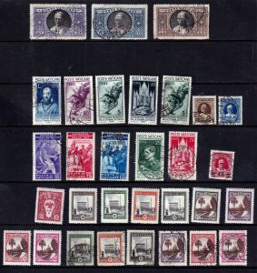 Vatican 1933-1938 - Group of 31 Stamps Used and Mint Hinged