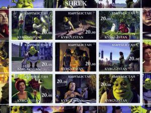 Kyrgyzstan 2001 SHREK Fantasy Sheet Perforated Mint (NH)