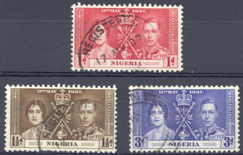 Nigeria Sc# 50-52 Used 1937 KGVI Coronation Issue