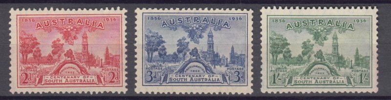 J38901, jlstamps,1936 australia set mh #159-61 view