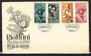 Rio Muni, Scott cat. 10-11, B1-B2. Various Flowers issue. First day cover.