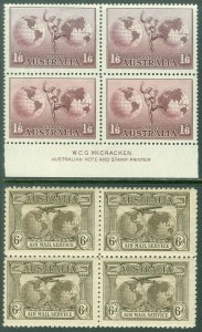 EDW1949SELL : AUSTRALIA 1931-37 Scott #C3, 5 Blocks of 4 Fresh & VF MNH Cat $198