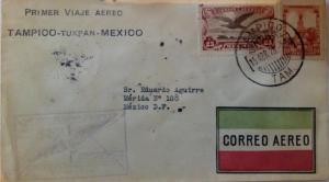 J) 1928 MEXICO, FFC, FIRST INAUGURAL FLIGHT, CUAUHTEMOC MONUMENT, EAGLE AND AIRP