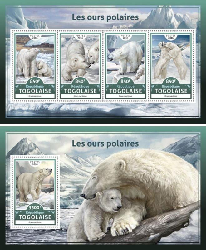 Polar Bears Animals Fauna Togo MNH stamp set