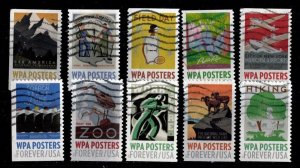 #5180 - 5189 WPA Posters set/10 (Off paper) - Used