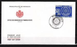 Monaco, Scott cat. 1939. Rotary Club issue. First day cover. ^