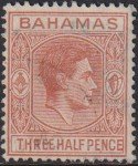 1938 - 1946 Bahamas KGVI three half pence issue Used Sc# 102 CV $1.60 Stk #1