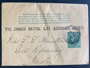 1899 Kingston Jamaica Postal Stationery Wrapper Cover To Girls Reformatory