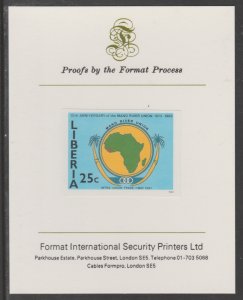 LIBERIA 1984 MANO RIVER UNION  imperf mounted on Format Int Proof Card