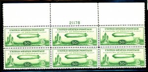 U.S. #C18 MINT PL# BLOCK OF 6 OG NH