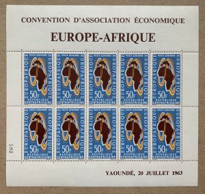 Central African Republic 1963 Europafrica sheet. SEE NOTE. Scott C12, CV $25.00