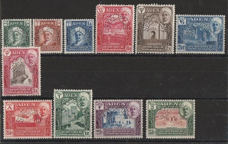 ADEN Qu'aiti State of Shihr & Mukalla 1942 Sultan Pic set ½a-5R, perf SPECIMEN