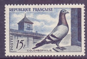 France Scott 818 - SG1316, 1957 Pigeon Fanciers' Commemoration 15f MH*