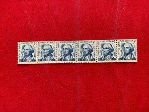 Scott 1304 - MISCUT strip of 6 with LINE and partial plate number MNH