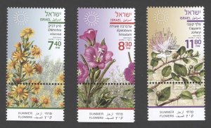 2020 Israel, Scott #2261-63, Flowers, Set of 3, with tabs, MNH