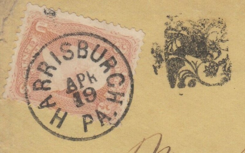 US Sc 65 with Harrisburgh Pa. FANCY square ornament cancel on cover, w/ PF cert