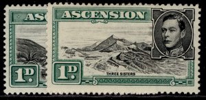 ASCENSION GVI SG39 + 39d, 1d TYPE VARIETIES, M MINT. Cat £45.