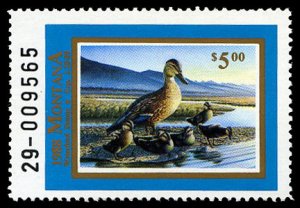 United States, Duck Hunting - State #MT36 Cat$11, Montana, 1988 $5 Mallards, ...