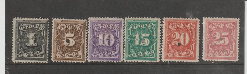 American Rapid Telegraph Stamps Scott # 1T1, 1T3 - 1T7 MH