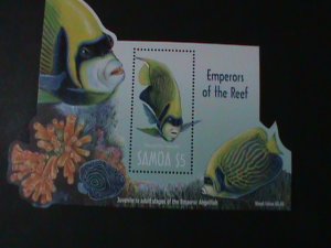 ​SAMOA-2003-SC#1048a- EMPERORS OF THE REEF-LOVELY ANGELFISH SHAPE CUT-MNH S/S