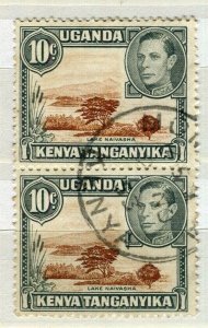 BRITISH KUT; 1938-40s early GVI issue used 10c. Pair, fine Postmark