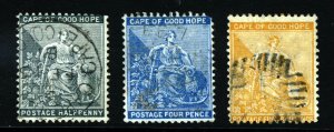 CAPE OF GOOD HOPE South Africa 1871-76 No Frame Group Wm Crown CC SG 28 - 31 VFU