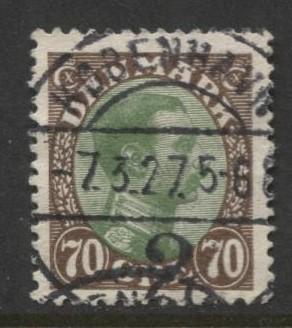 Denmark - Scott 125 - King Christian X Issue -1920 - Used - Single 70o Stamp