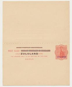 ZULULAND 1900 1d SPECIMEN  REPLY PAID CARD, VF UNUSED H&G#4 (SEE BELOW